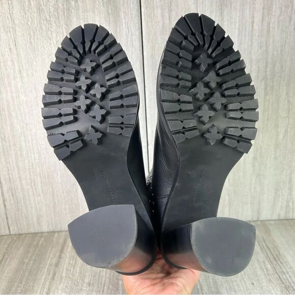 Rebecca Minkoff Edolie Studded Black Leather Block Heeled Boots Women’s Size 9.5 - Picture 9 of 10